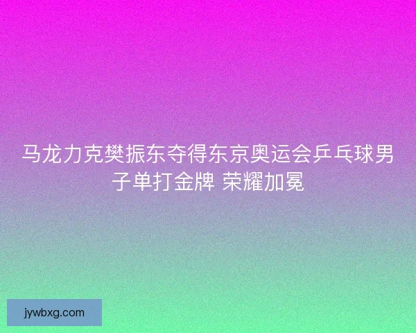 马龙力克樊振东夺得东京奥运会乒乓球男子单打金牌 荣耀加冕